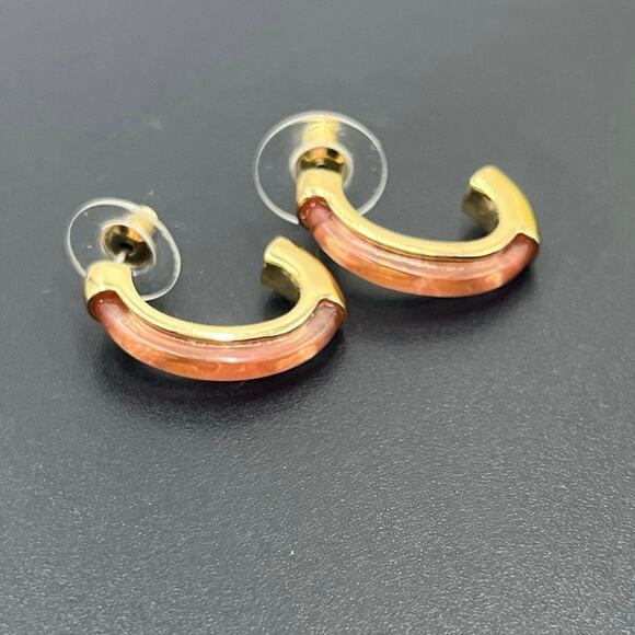 Demarson Designer Cherry Quartz Gold Luna Half Hoops Earrings * Read - Picture 1 of 9